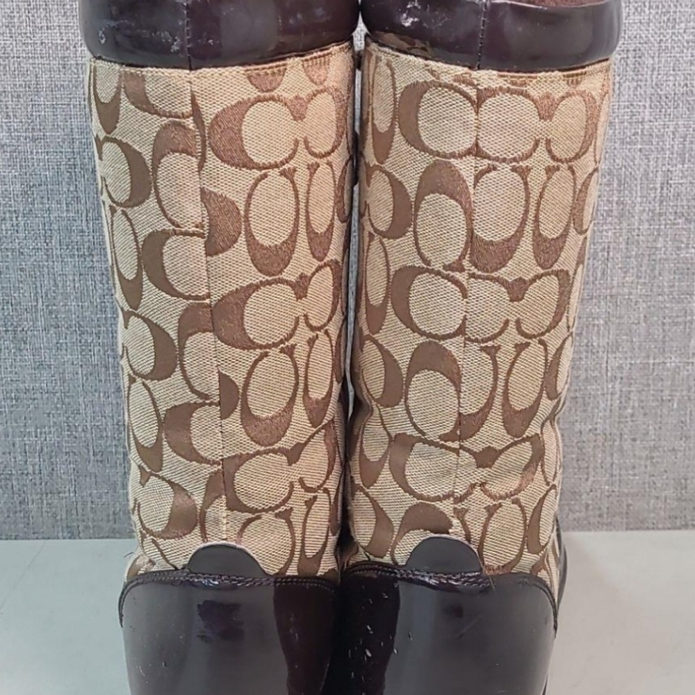 COACH Women’s Signature Logo Lace-Up Winter Boots in Brown - Picture 4 of 7
